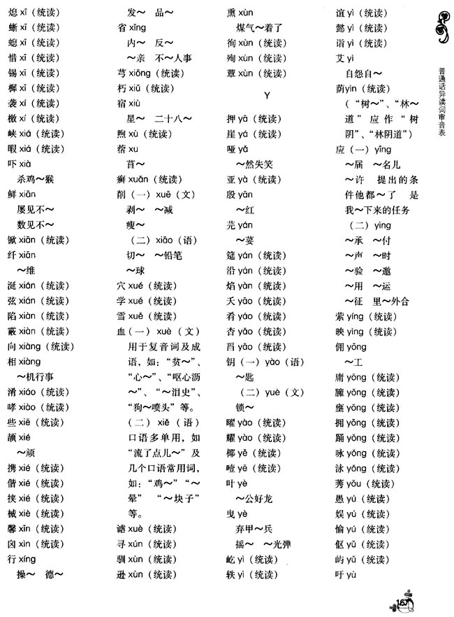 普通话异读词审音表(第167页)