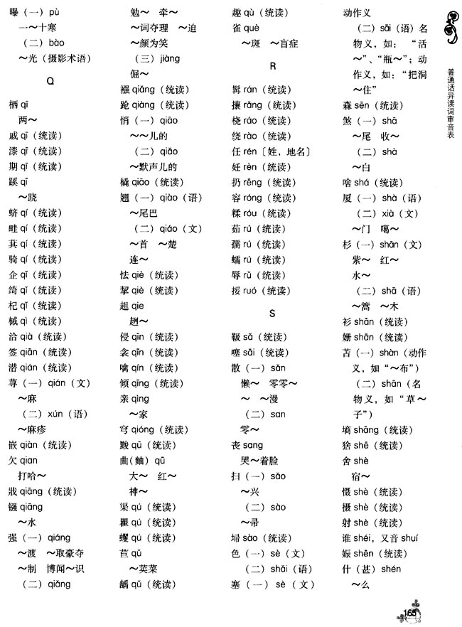 普通话异读词审音表(第165页)