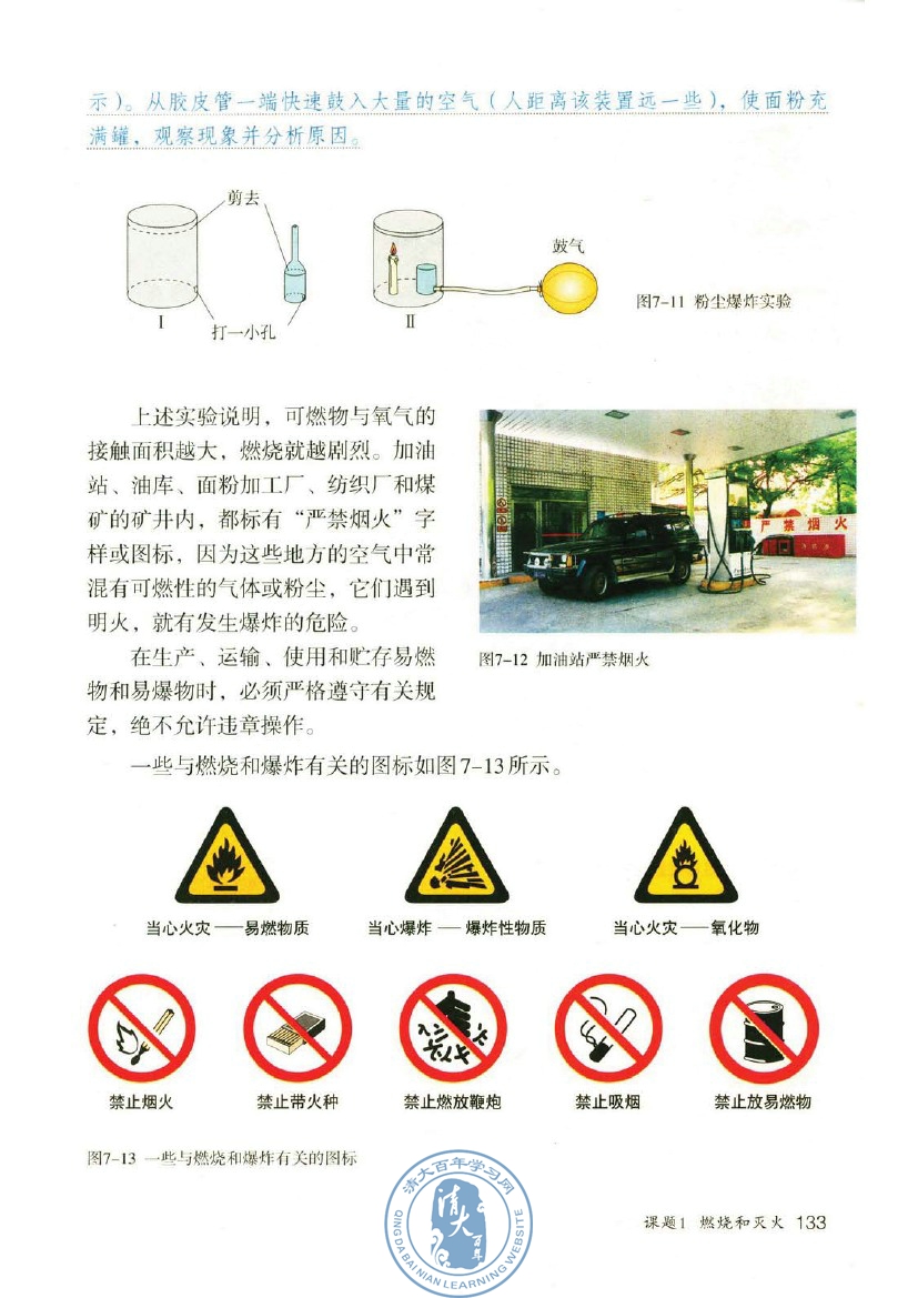 课题1 燃烧和灭火(第133页)