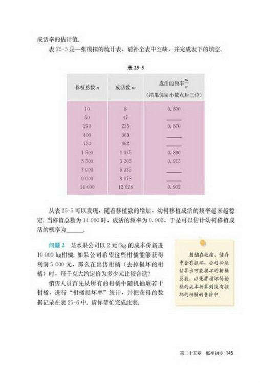 25.3 用频率估计概率(第145页)