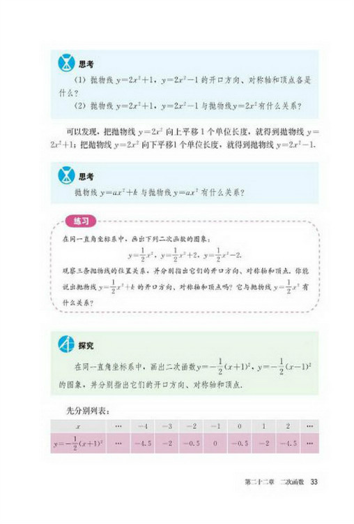 22.1 二次函数的图象和性质(第33页)