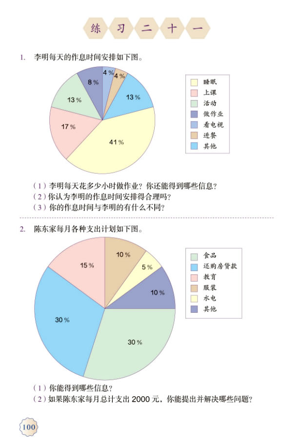 7 扇形统计图(第100页)