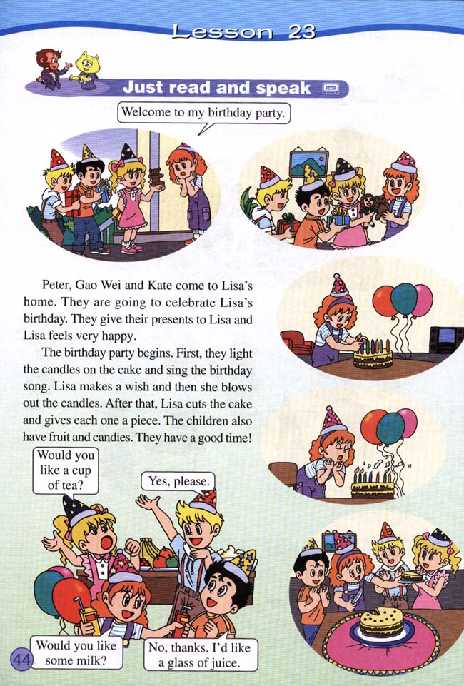 Unit 4 Will you come to my birthday party? Lesson 19(第44页)