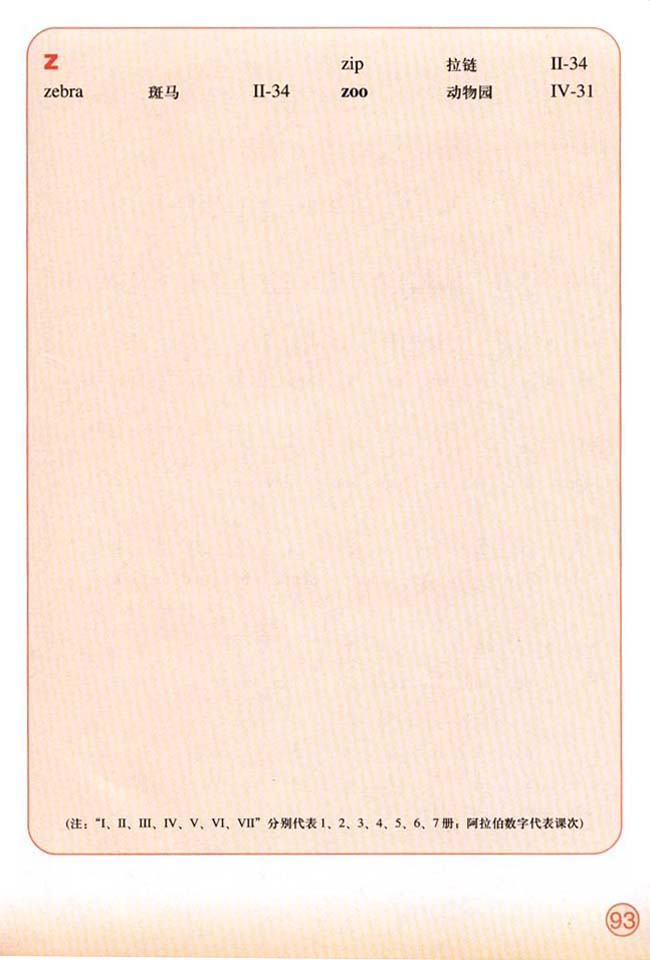Vocabulary（词汇表）(第93页)