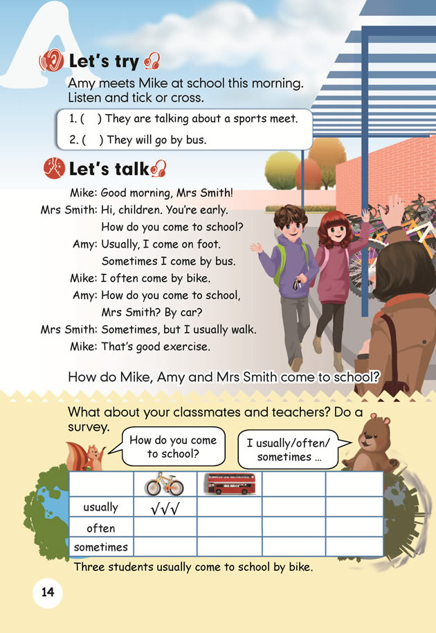 Unit 2 Ways to go to school(第14页)