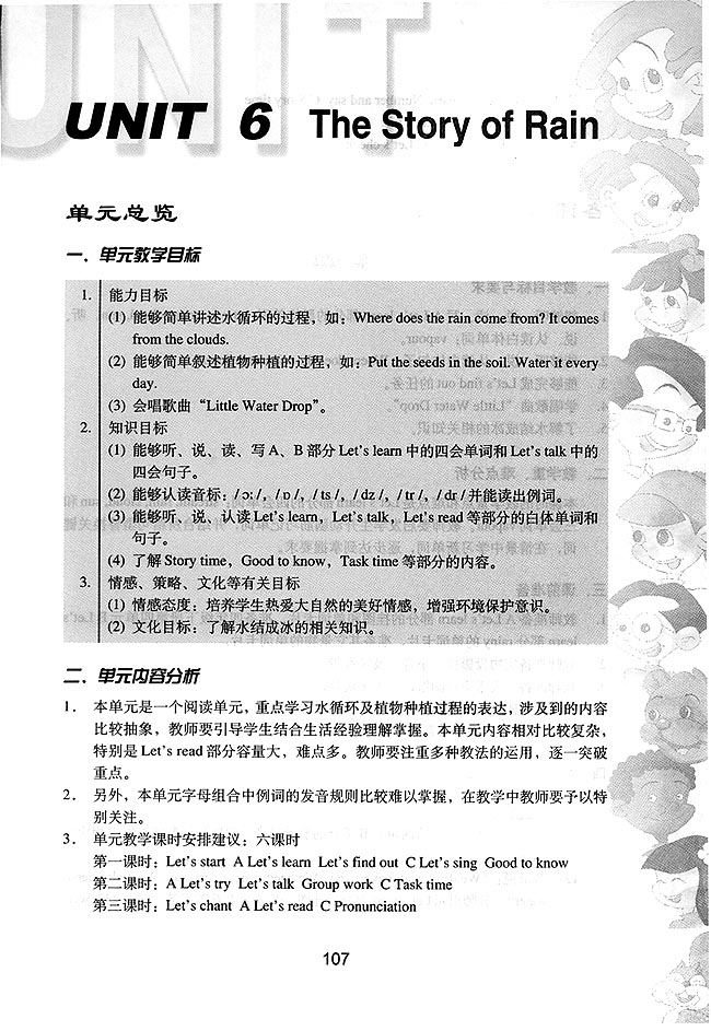 PEP小学六年级英语上册教师教学用书Unit6单元总览一 单元教学目标二 单元内容分析