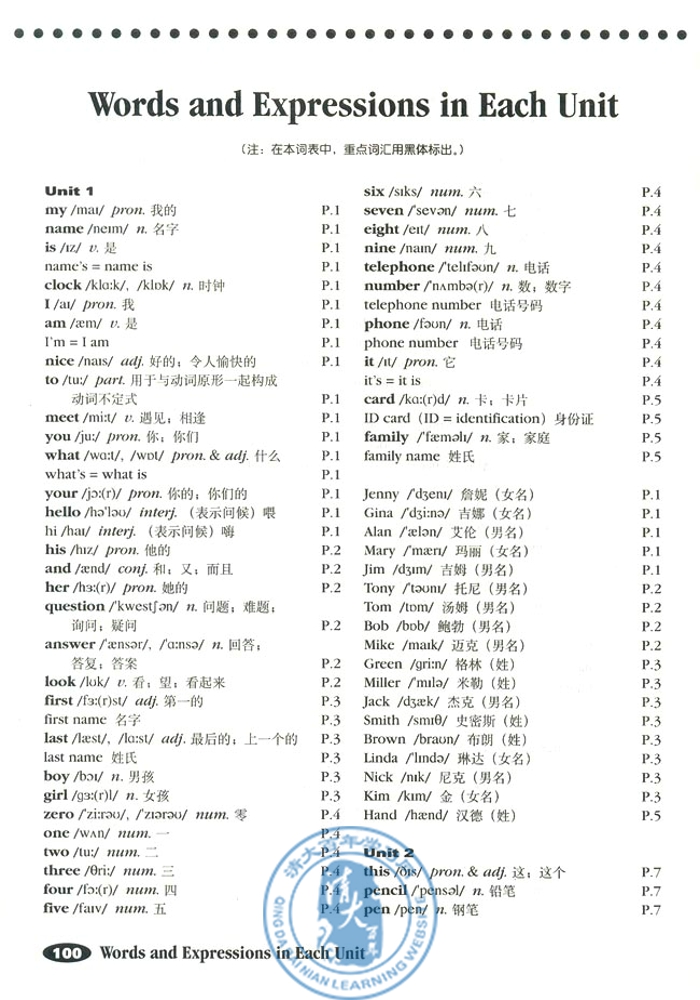 Words and Expressions in Each Unit(第120页)