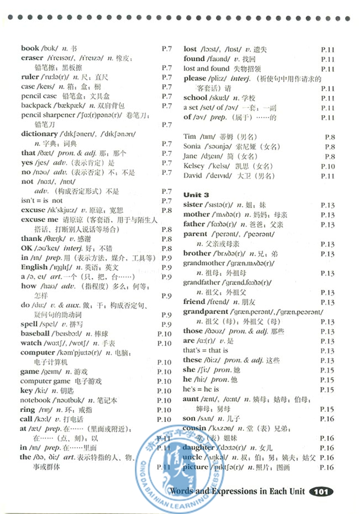 Words and Expressions in Each Unit(第121页)