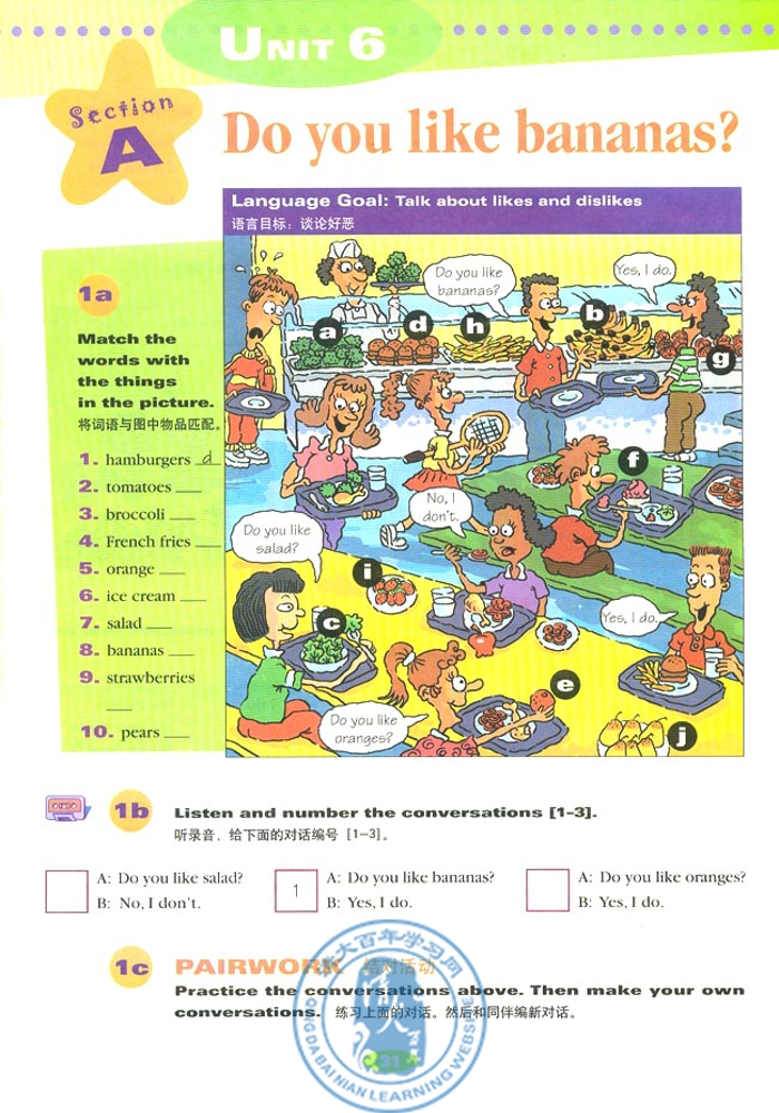 6 Do you like bananas?(第51页)
