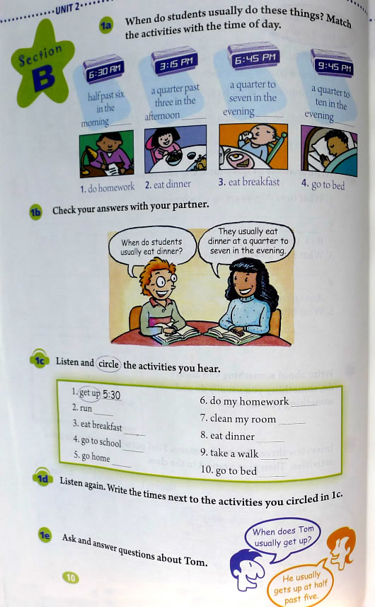 2 What timedo you go toschool?(第10页)