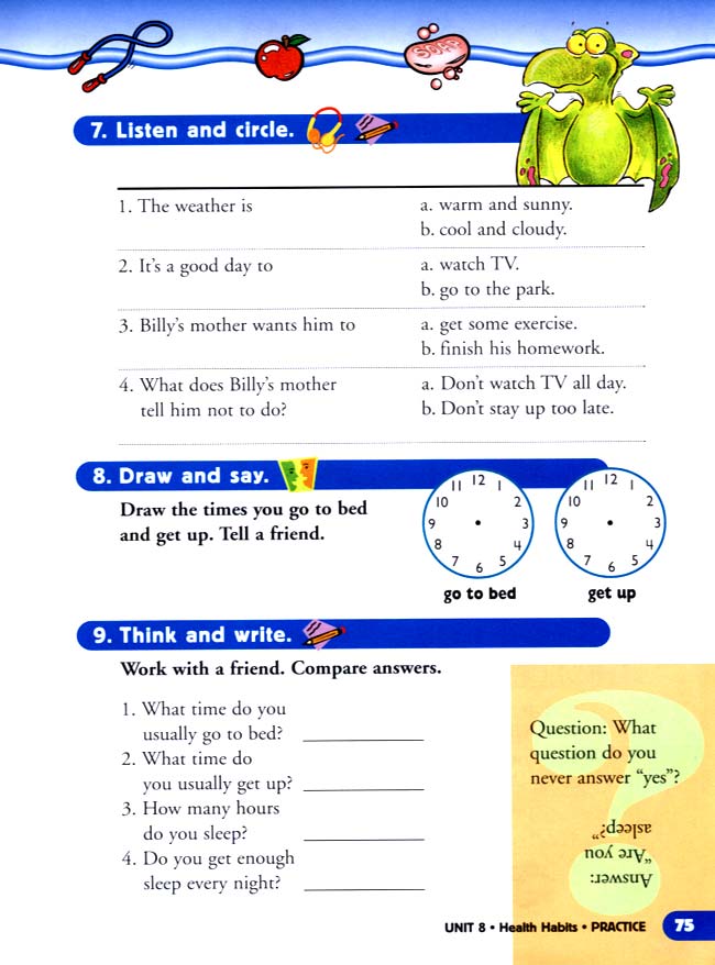 unit 8 Health Habits(第75页)