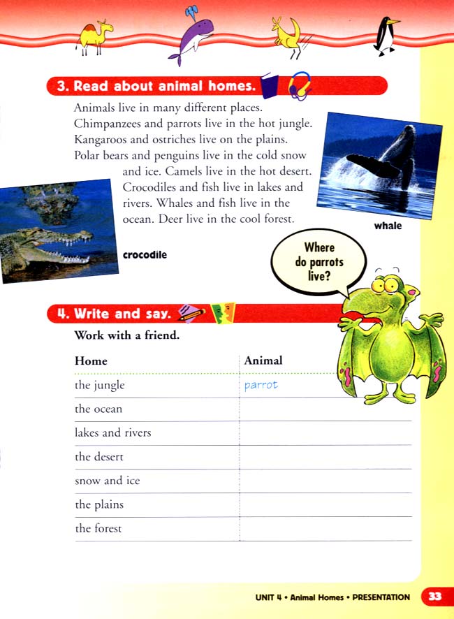 unit 4 Animal Homes(第33页)