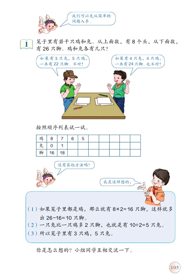 9 数学广角──鸡兔同笼(第105页)