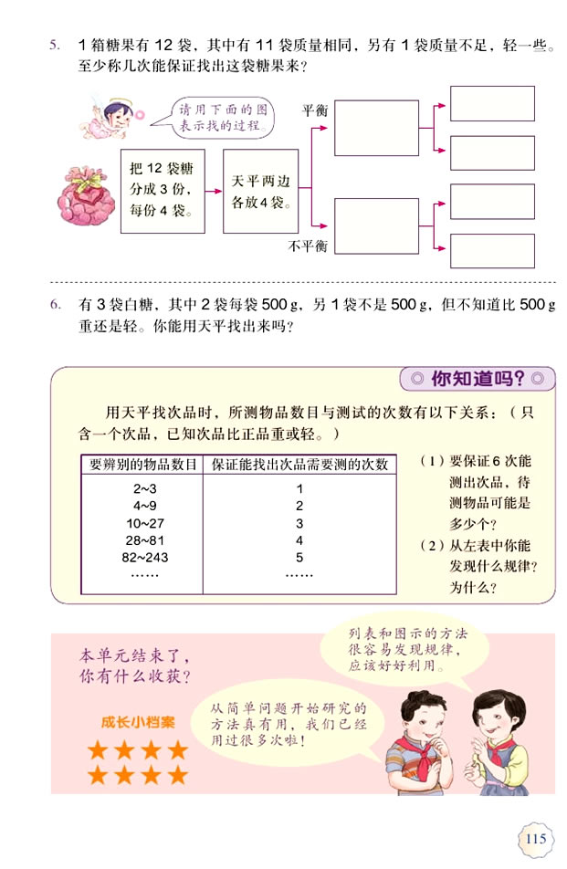 8 数学广角──找次品(第115页)