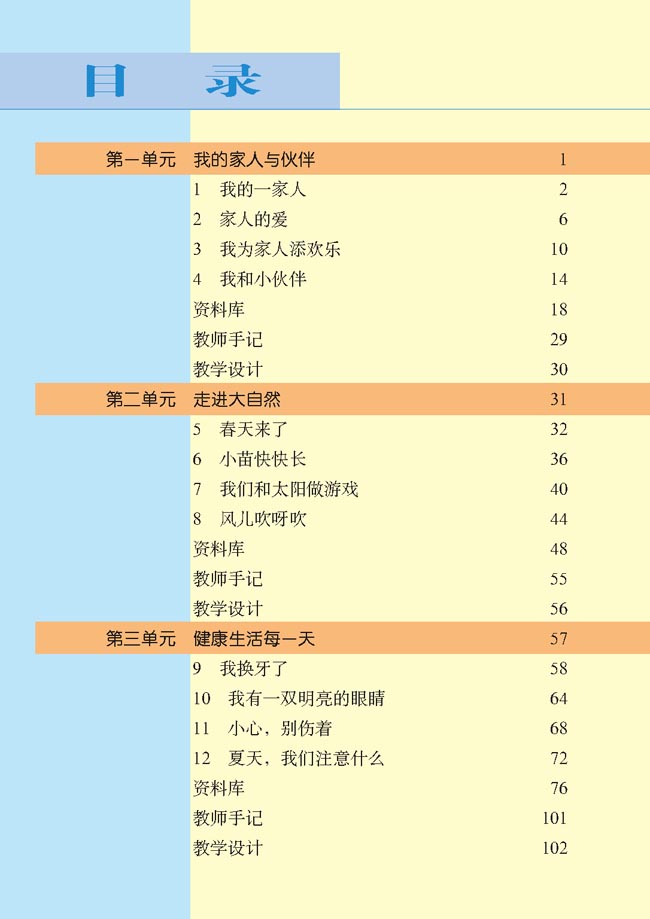 小学一年级品德与生活下册教师教学用书目录