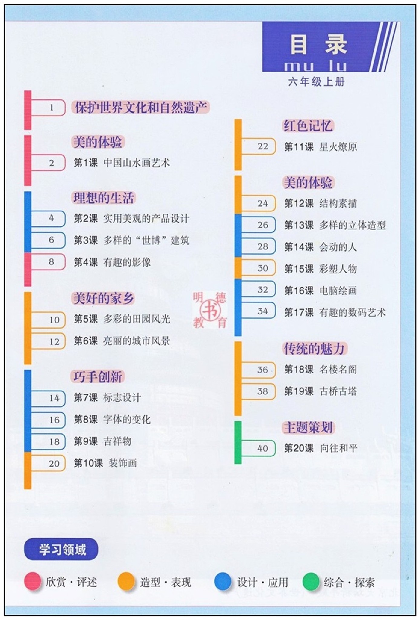 江西版六年级上学期美术上册